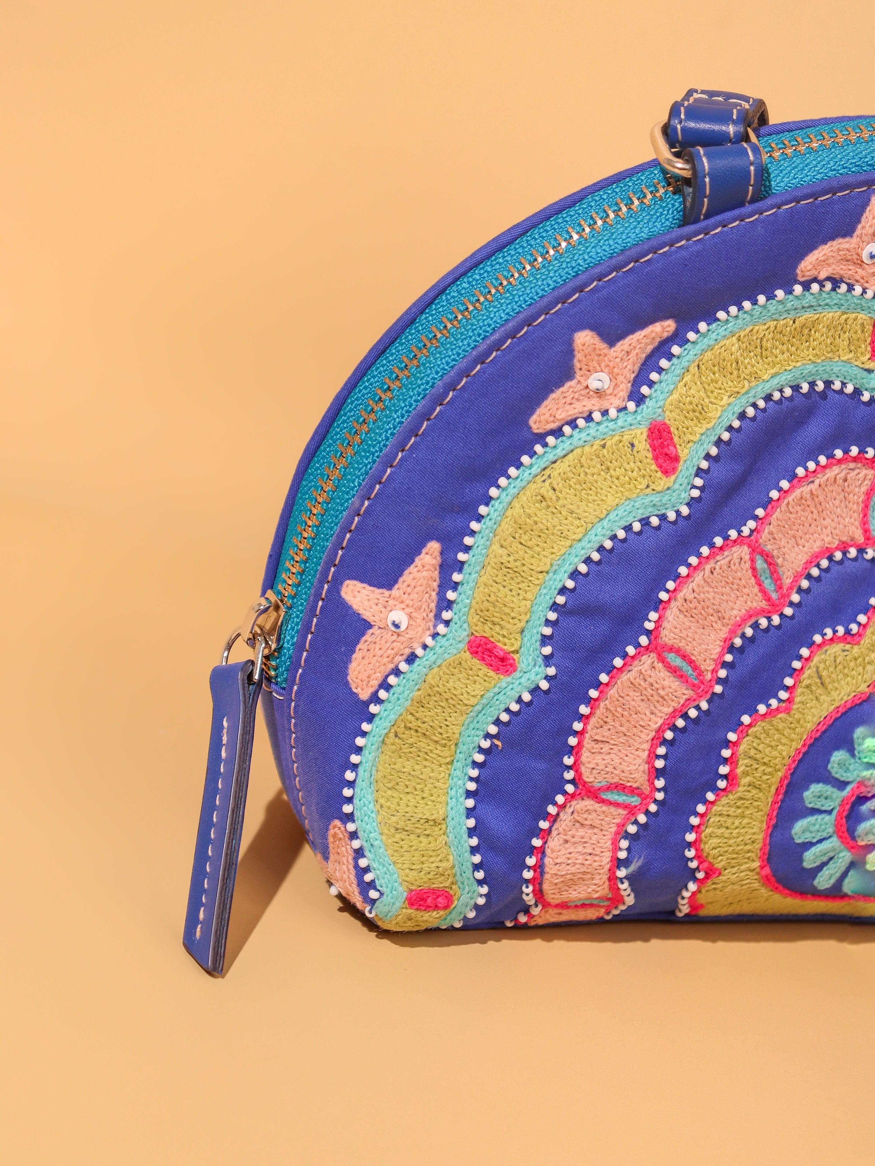 Colorful Embroidered Dome Clutch