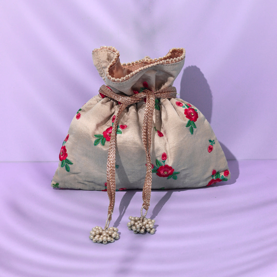 Cherry Blossom Embroidered Potli