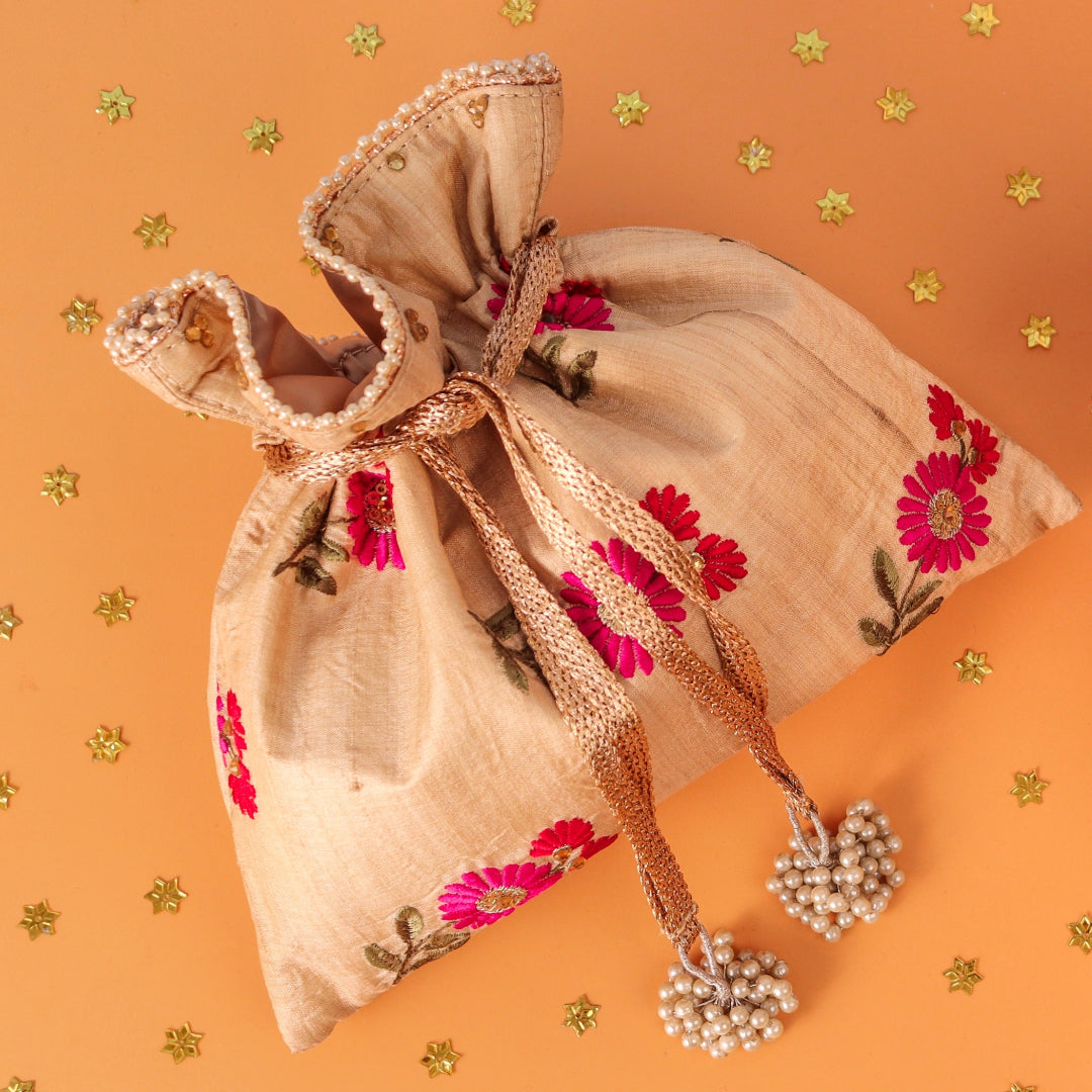 Fuchsia & Scarlet Floral Potli