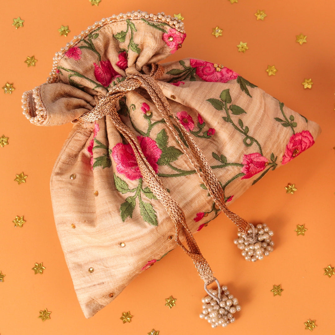 Rose Garden Embroidered Potli Bag