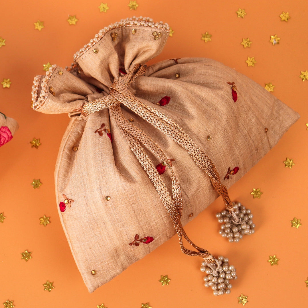 Maroon Bloom Embroidered Potli