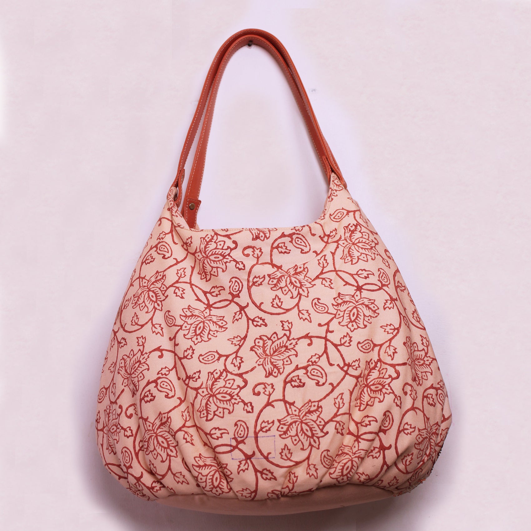 Hand-Embroidered Floral Hobo Bag