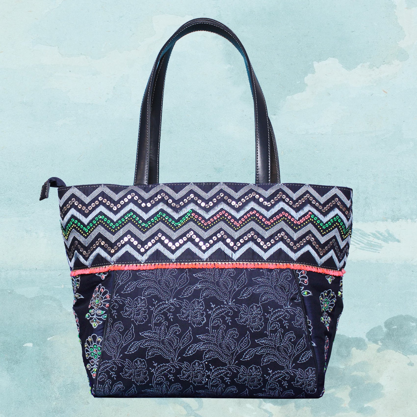 Boho Blossom Embroidered Tote