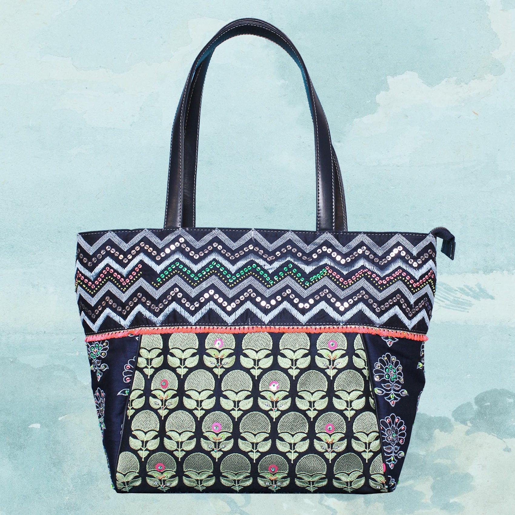 Boho Blossom Embroidered Tote