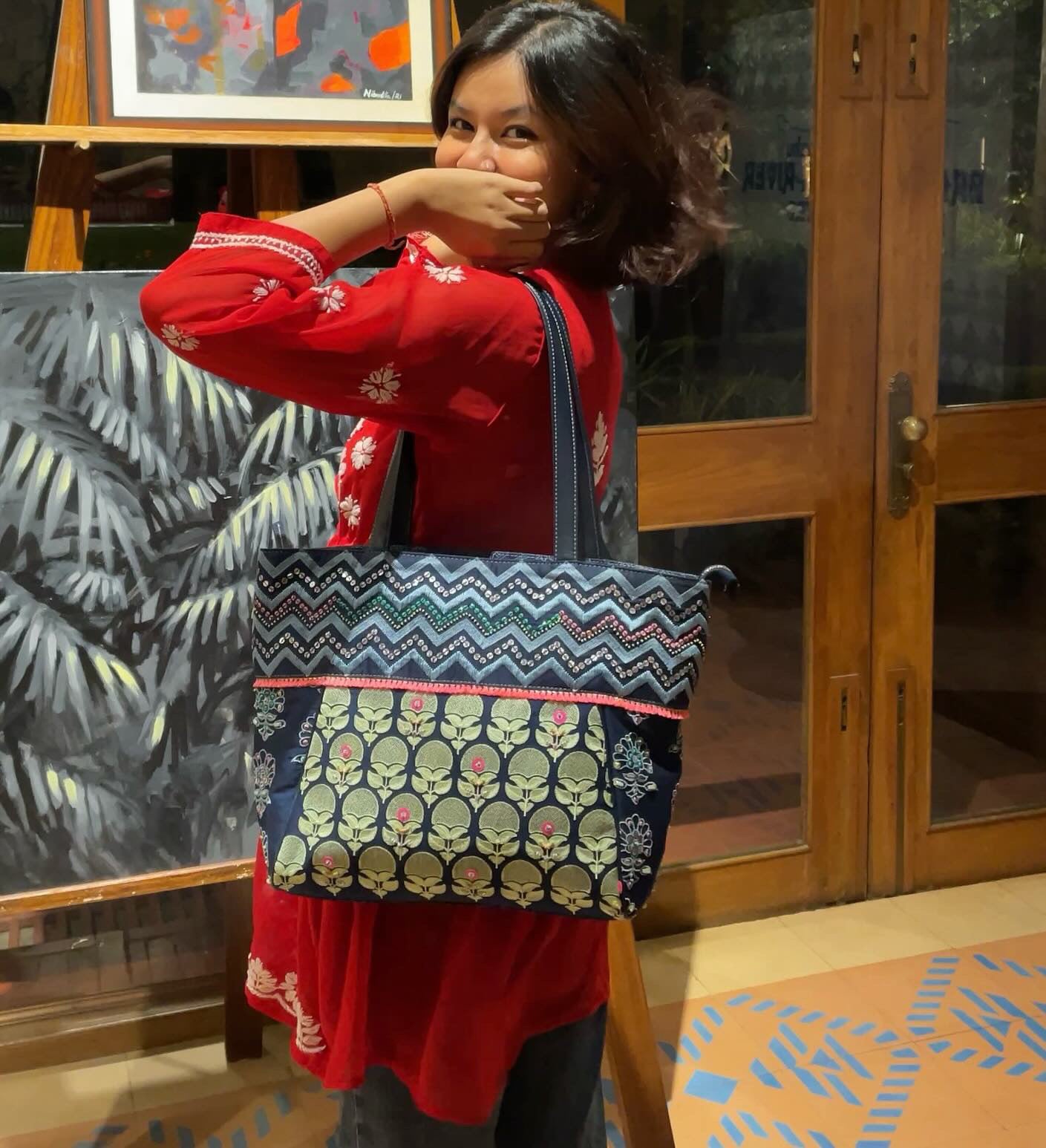 Boho Blossom Embroidered Tote