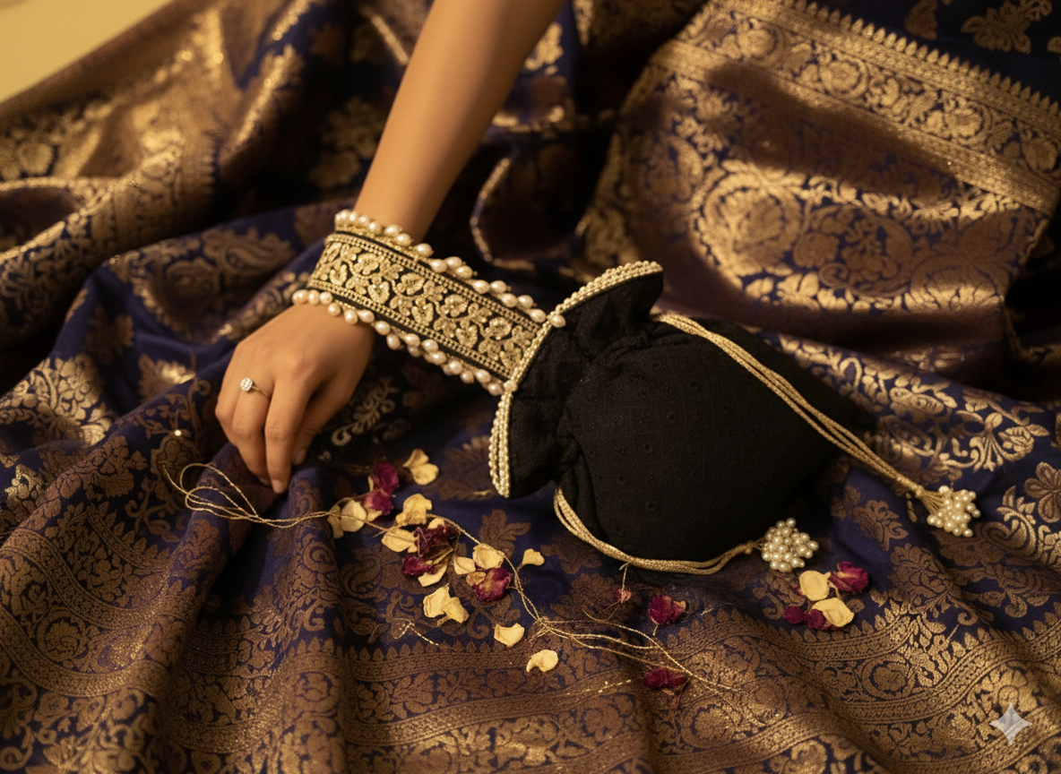 Midnight Elegance Embroidered Potli