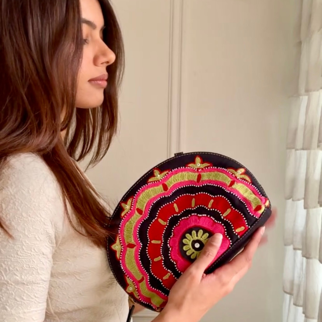 Embroidered Mandala Clutch