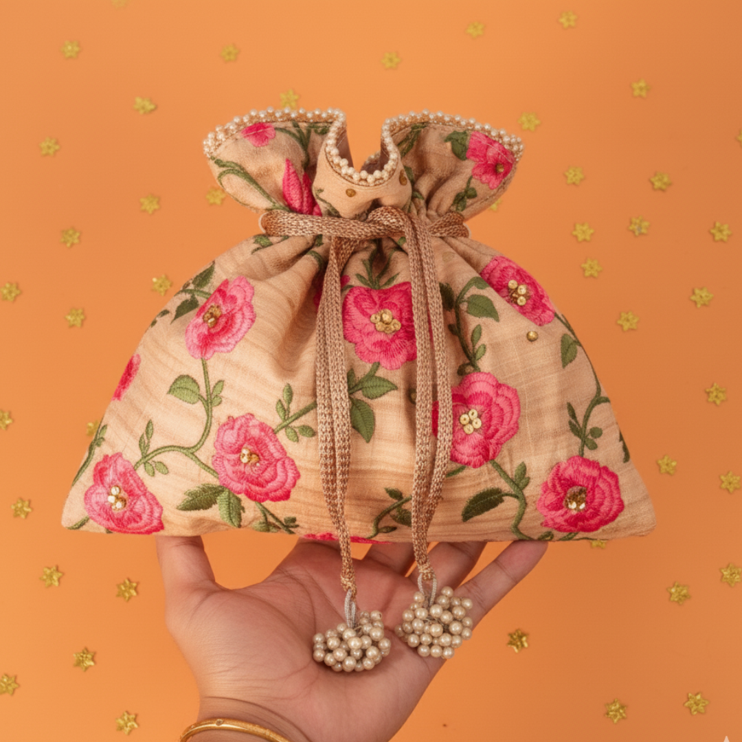 Rose Garden Embroidered Potli Bag