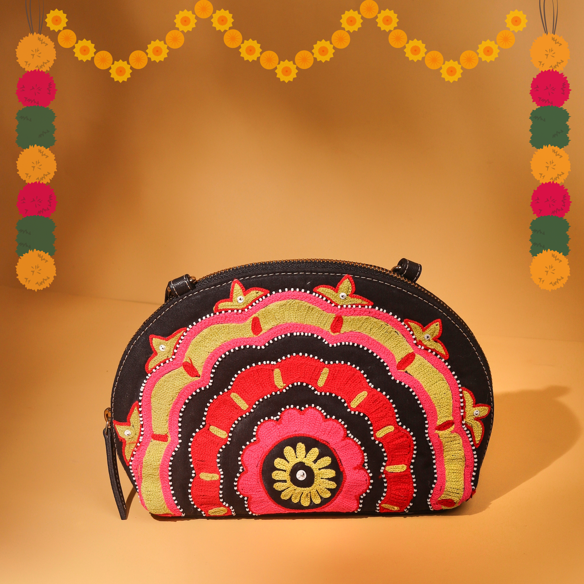 Embroidered Mandala Clutch