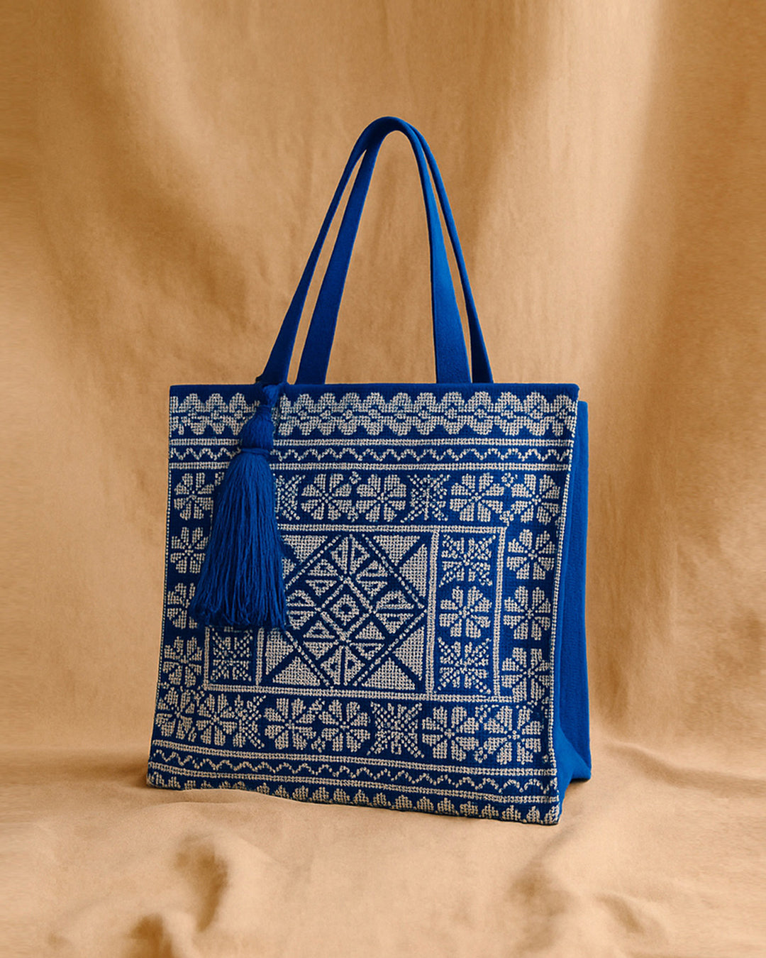 Azure Blue Embroidered Tote