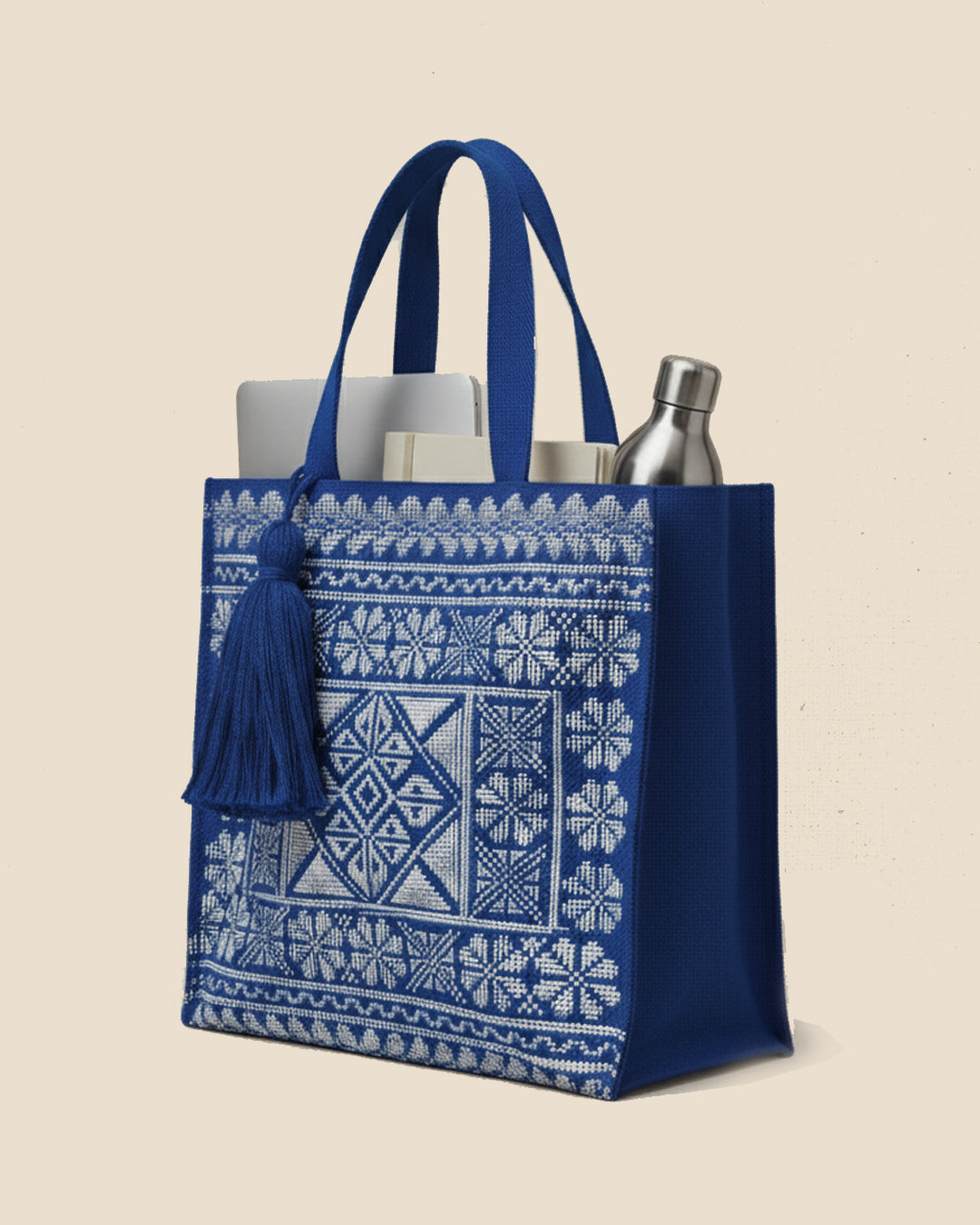 Azure Blue Embroidered Tote