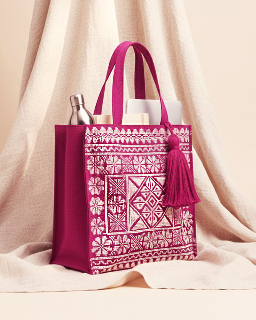 Fuchsia Embroidered Carryall
