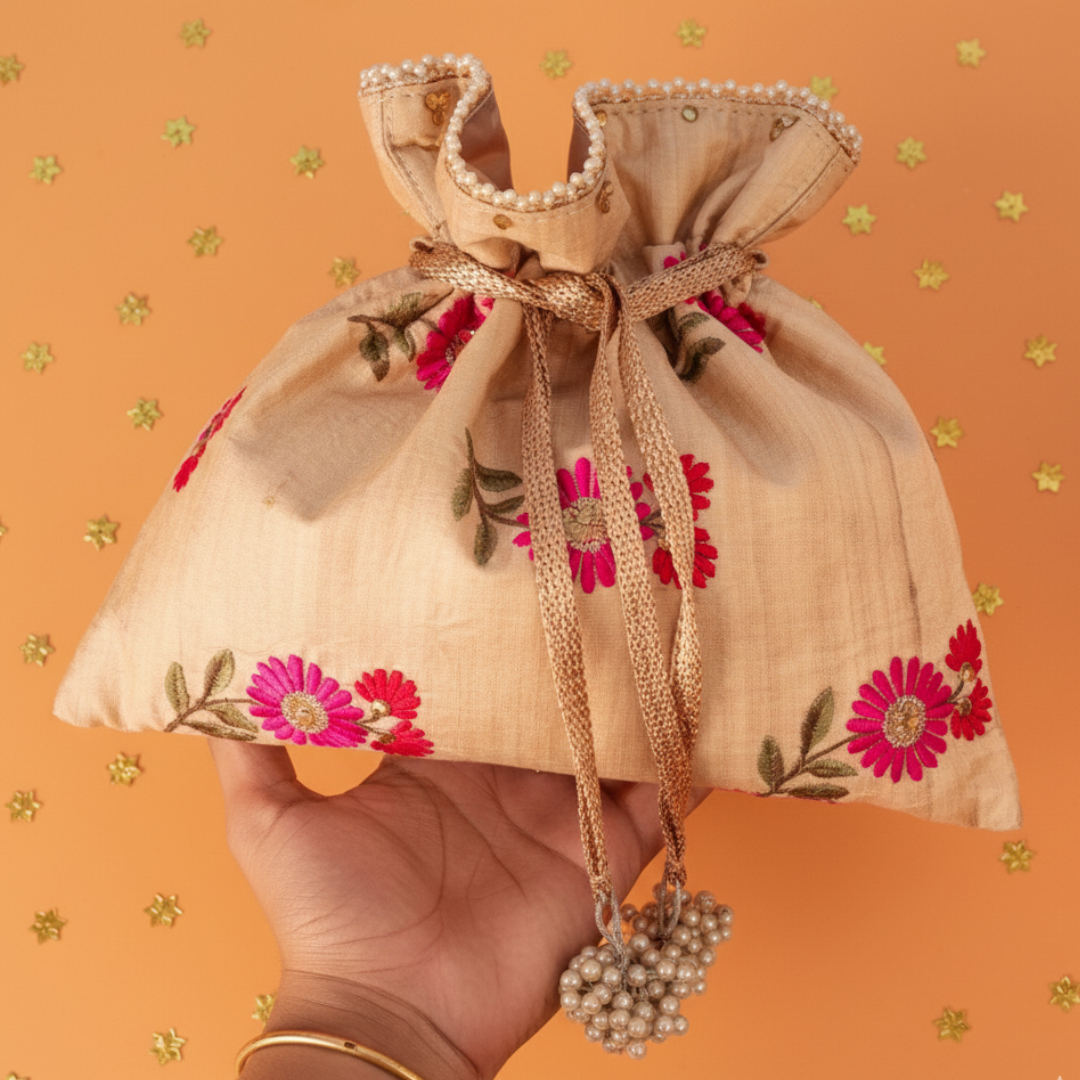 Fuchsia & Scarlet Floral Potli