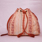 Peony Pinstripe Drawstring Bag
