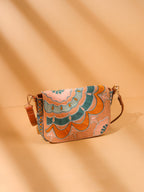 Colorful Embroidered Flap Over Shoulder Bag