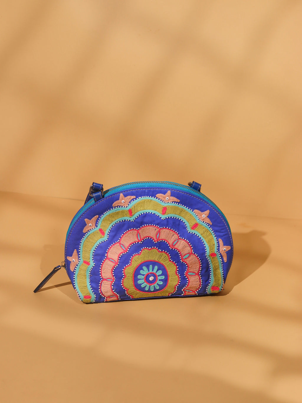 Colorful Embroidered Dome Clutch
