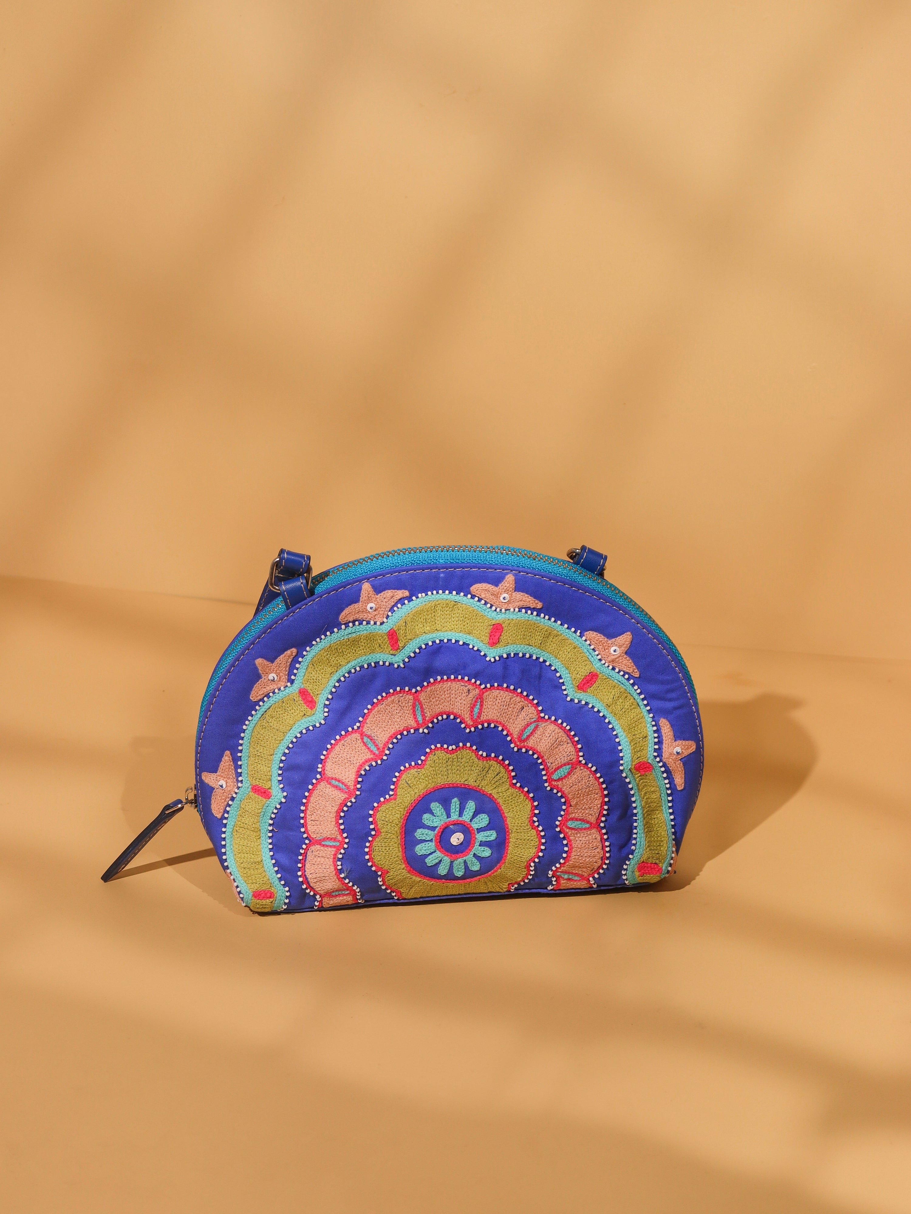 Colorful Embroidered Dome Clutch