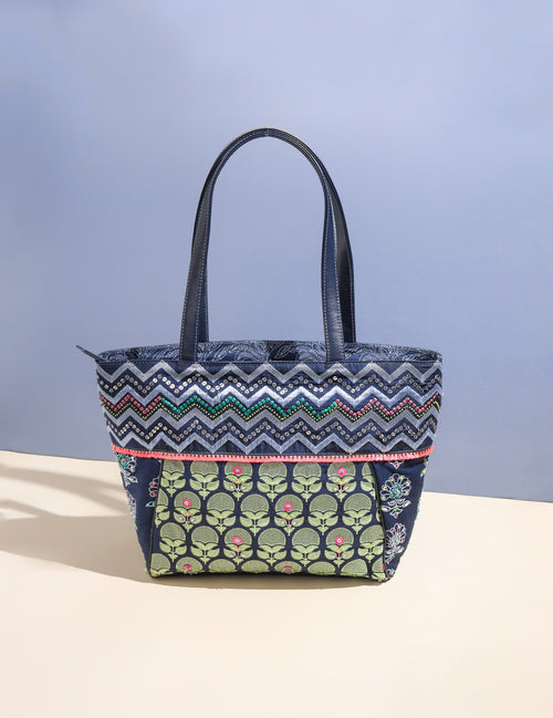 Boho Blossom Embroidered Tote