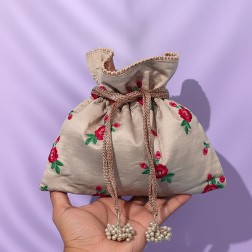 Cherry Blossom Embroidered Potli