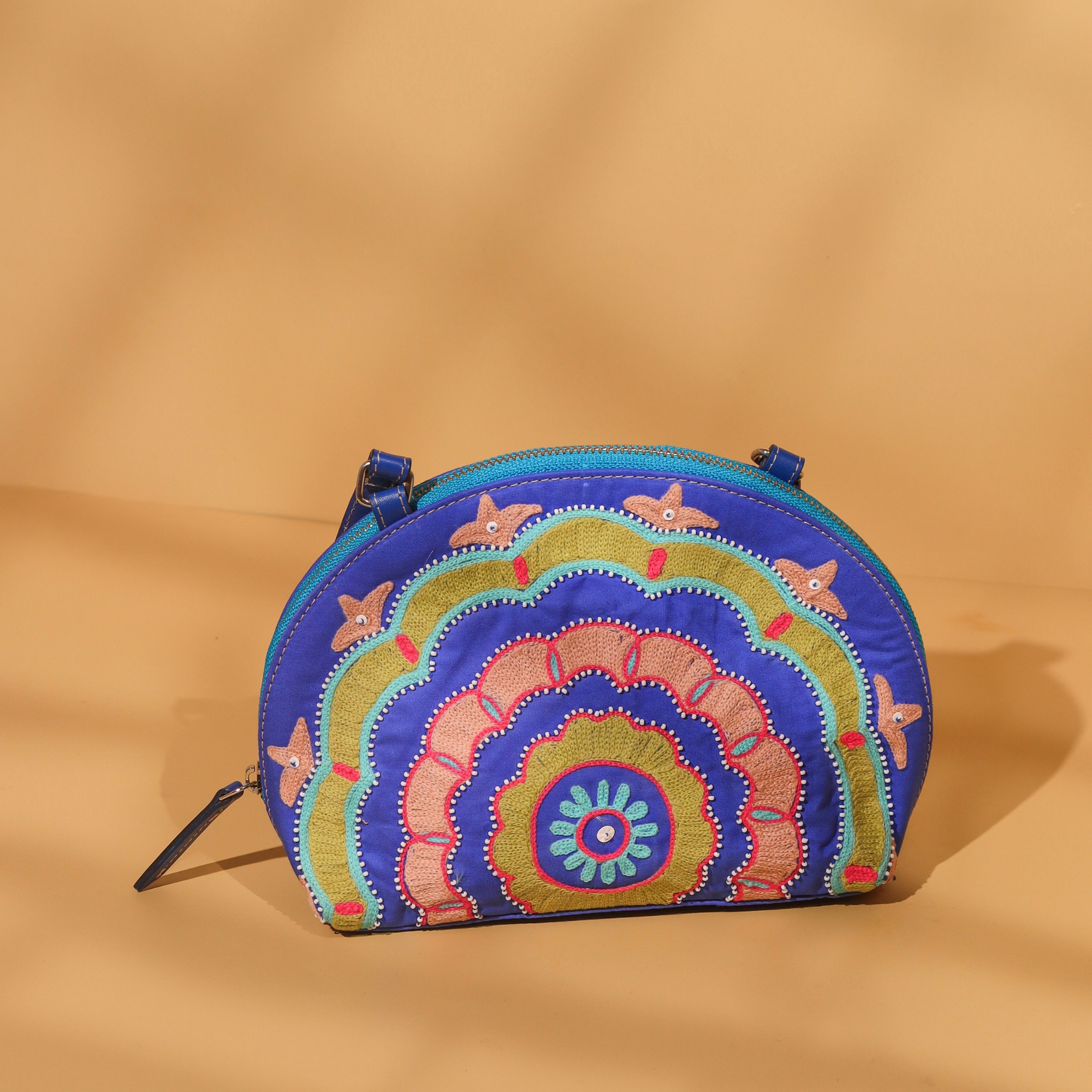 Colorful Embroidered Dome Clutch