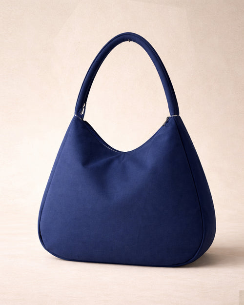 Azure Blue Hand-Embroidered Tote Bag — Vegan India