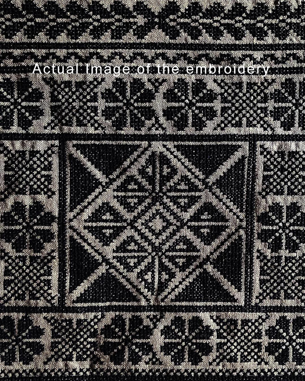 Black Kutch Embroidery on Camel Tote