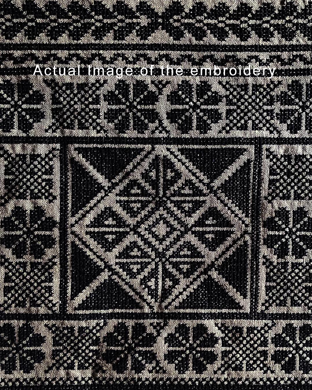 Black Kutch Embroidery on Camel Tote