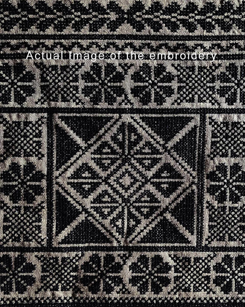 Black Kutch Embroidery on Camel Tote