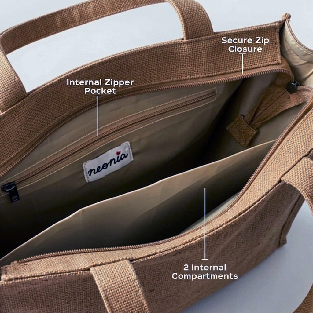 Black Kutch Embroidery on Camel Tote