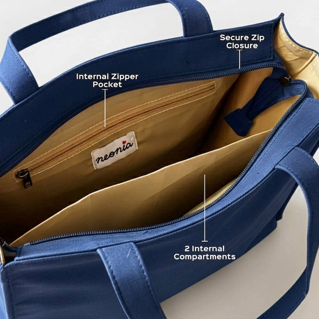 Azure Blue Embroidered Tote