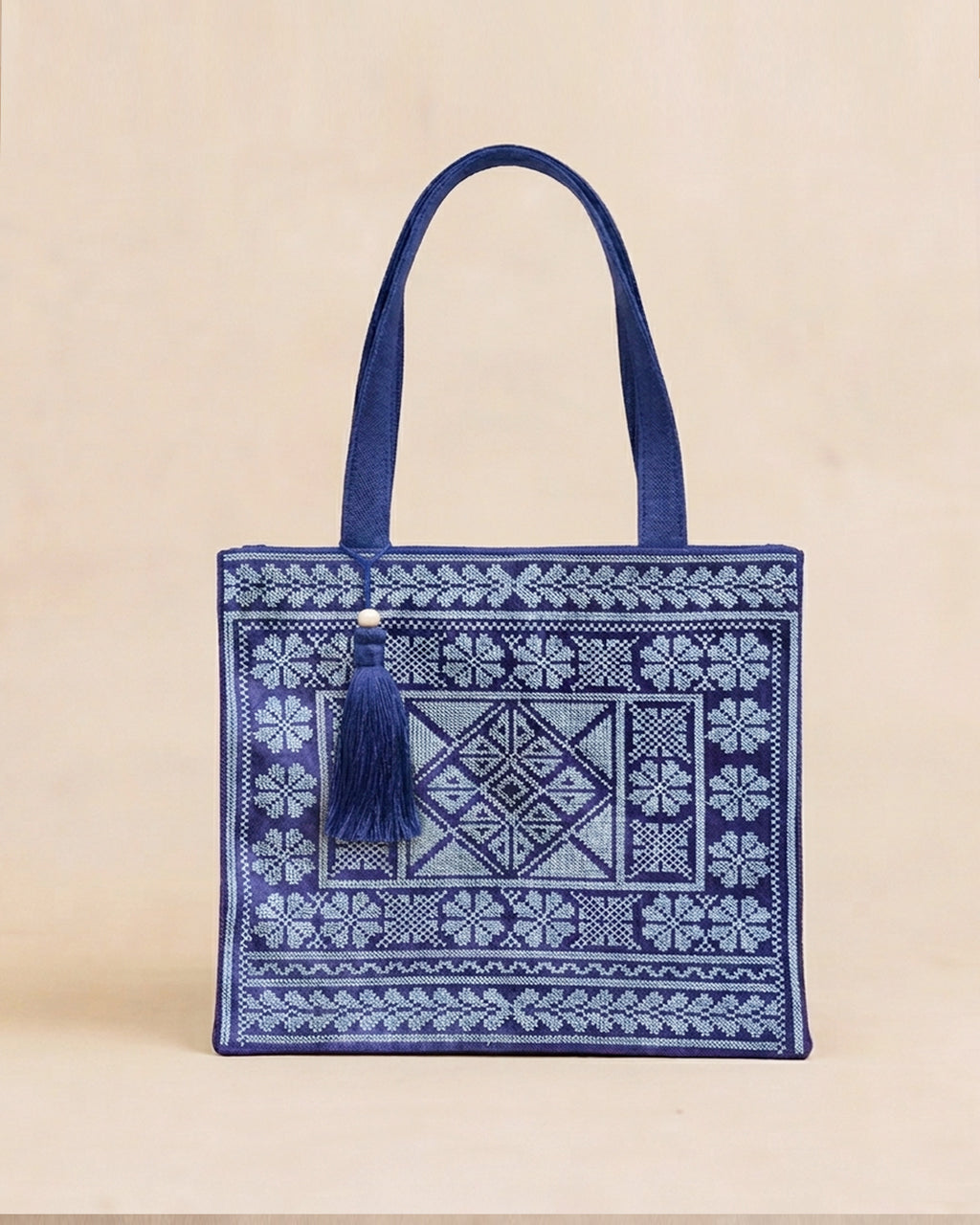 Azure Blue Embroidered Tote