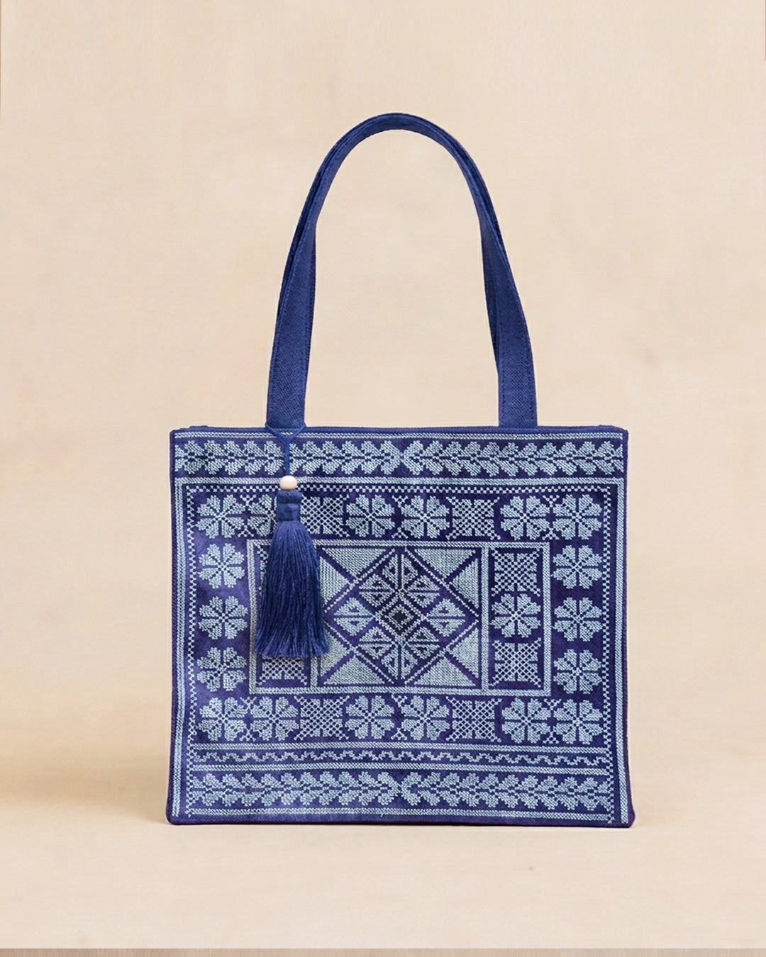 Azure Blue Embroidered Tote