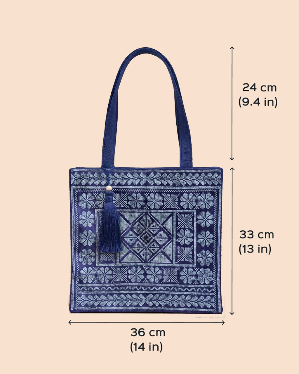 Azure Blue Embroidered Tote