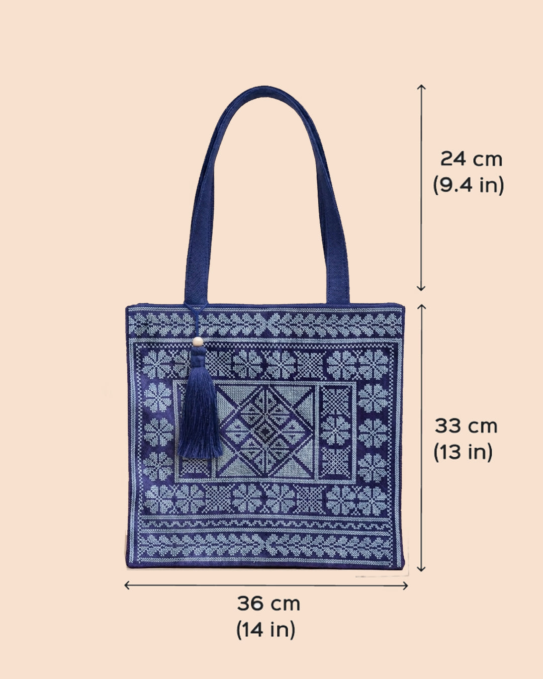 Azure Blue Embroidered Tote
