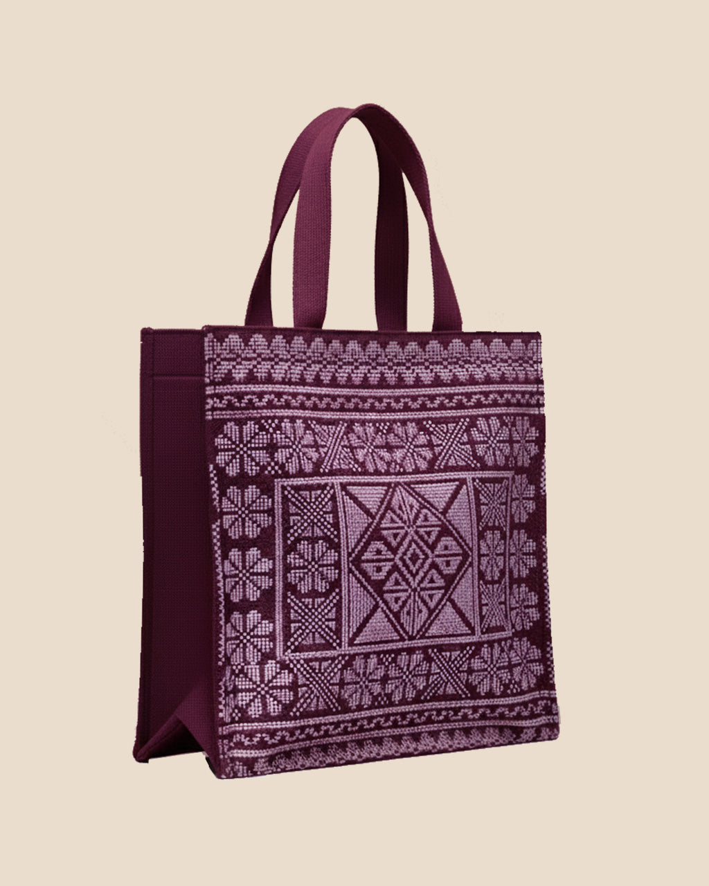 Wine Embroidered Carryall